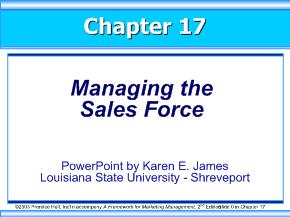 Quản trị kinh doanh - Chapter 17: Managing the Sales Force