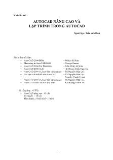 Bài giảng Autocad nâng cao và lập trình trong autocad