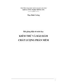 Bài giảng điện tử môn học kiểm thử và bảo đảm chất lượng phần mềm