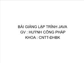 Bài giảng lập trình java