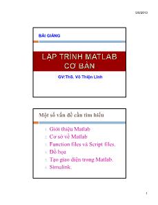 Bài giảng Lập trình Matlab cơ bản