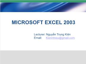 Bài giảng Microsoft excel 2003