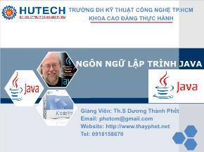 Bài giảng Ngôn ngữ lập trình java