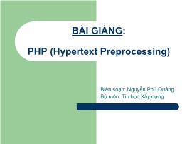 Bài giảng: PHP (hypertext preprocessing)