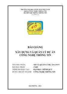 Bài giảng xây dựng và quản lý dự án công nghệ thông tin