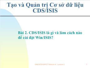 Cấu trúc dữ liệu - Bài 2: Cds/isis là gì và làm cách nào để cài đặt win/isis?