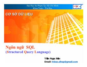 Cơ sở dữ liệu - Ngôn ngữ SQL (Structured Query Language)