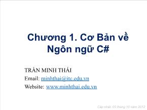 Khái niệm về lập trình - Chương 1: Cơ bản về ngôn ngữ C#