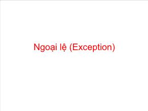 Kĩ thuật lập trình - Ngoại lệ (Exception)