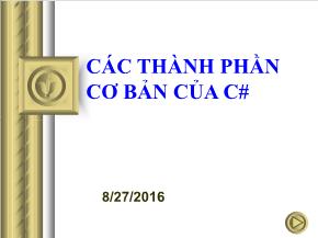 Kỹ thuật lập trình - Các thành phần cơ bản của C#