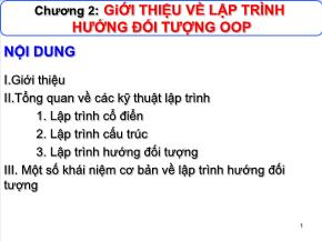 Kỹ thuật lập trình - Chương 2: Giới thiệu về lập trình hướng đối tượng oop