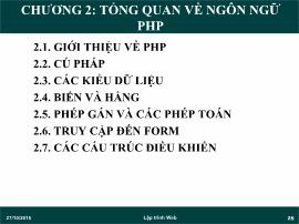 Kỹ thuật lập trình - Chương 2: Tổng quan về ngôn ngữ PHP