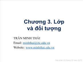 Kỹ thuật lập trình - Chương 3: Lớp và đối tượng