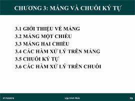 Kỹ thuật lập trình - Chương 3: Mảng và chuỗi ký tự