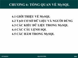 Kỹ thuật lập trình - Chương 6: Tổng quan về mysql