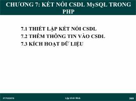 Kỹ thuật lập trình - Chương 7: Kết nối csdl mysql trong php