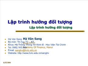 Lập trình hướng đối tượng - Chương VI: Khuôn hình