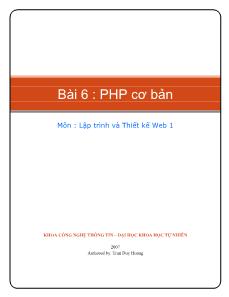 Lập trình và thiết kế web - Bài 6: PHP cơ bản