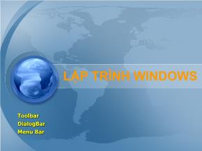 Lập trình Windows - Toolbar dialogbar menu bar