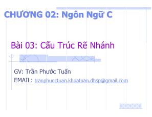 Ngôn ngữ lập trình C - Bài 03: Cấu trúc rẽ nhánh