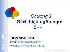 Ngôn ngữ lập trình C++ - Chương 2: Giới thiệu ngôn ngữ C++