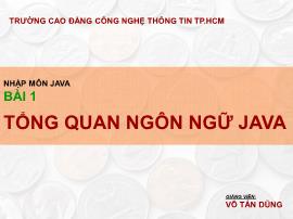 Nhập môn java - Bài 1: Tổng quan ngôn ngữ java