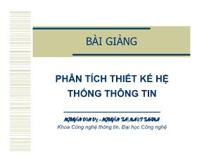 Phân tích thiết kế hệ thống thông tin - Bài 1: Phân tích thiết kế hệ thống