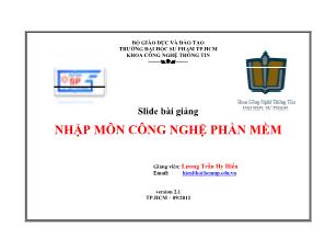 Slide bài giảng nhập môn công nghệ phần mềm