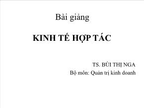 Bài giảng Kinh tế hợp tác