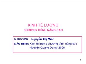 Bài giảng Kinh tế lượng