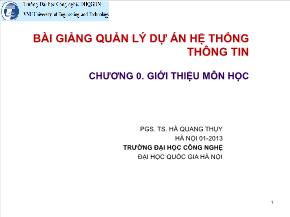 Bài giảng quản lý dự án hệ thống thông tin - Chương 0: Giới thiệu môn học