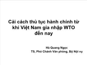 Cải cách thủ tục hành chính từ khi Việt Nam gia nhập WTO đến nay