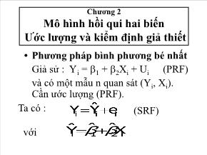 Chương 2: Mô hình hồi qui hai biến - Ước lượng và kiểm định giả thiết