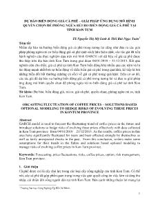 Dự báo biến động giá cà phê – giải pháp ứng dụng mô hình quyền chọn để phòng ngừa rủi ro biến động giá cà phê tại tỉnh Kon Tum