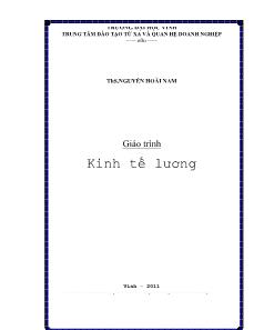 Giáo trình Kinh tế lương