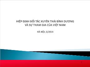 Hiệp định đối tác xuyên thái bình dương và sự tham gia của Việt Nam