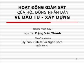 Hoạt động giám sát của hội đồng nhân dân về đầu tư - Xây dựng