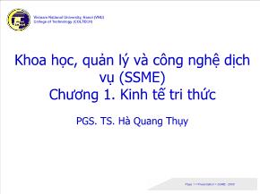 Khoa học, quản lý và công nghệ dịch vụ (SSME) - Chương 1: Kinh tế tri thức