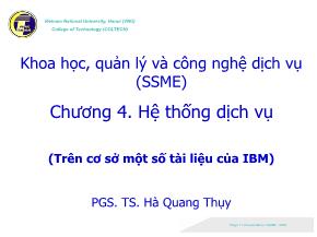 Khoa học, quản lý và công nghệ dịch vụ (ssme) - Chương 4: Hệ thống dịch vụ