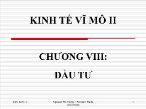 Kinh tế vĩ mô II - Chương VII: Đầu tư