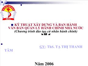 Kỹ thuật xây dựng và ban hành văn bản quản lý hành chính nhà nước