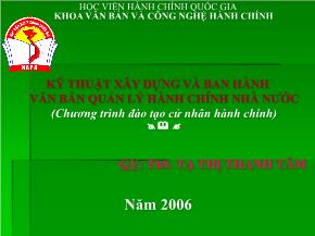 Kỹ thuật xây dựng và ban hành văn bản quản lý hành chính nhà nước