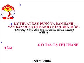 Kỹ thuật xây dựng và ban hành văn bản quản lý hành chính nhà nước