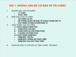 Lý thuyết tài chính tiền tệ - Bài 1: Những vấn đề cơ bản về tài chính