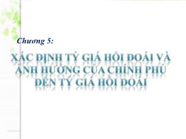 Lý thuyết tài chính tiền tệ - Chương 5: Xác định tỷ giá hối đoái và ảnh hưởng của chính phủ đến tỷ giá hối đoái