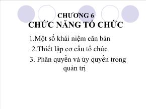 Lý thuyết tài chính tiền tệ - Chương 6: Chức năng tổ chức