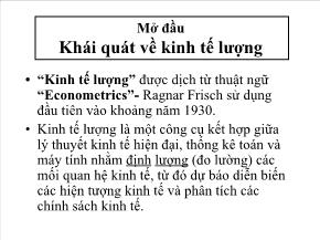 Mở đầu Khái quát về kinh tế lượng