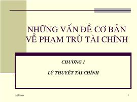 Những vấn đề cơ bản về phạm trù tài chính