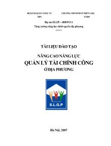 Quản lý tài chính công ở địa phương