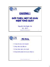 Quản trị dự án - Chương 1: Giới thiệu: một số khái niệm tổng quát